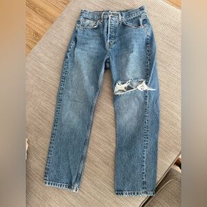 Topshop Straight Leg Ripped Jeans